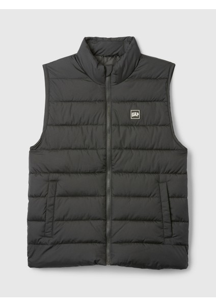 Erkek Siyah Gap Logo Coldcontrol Puffer Şişme Yelek