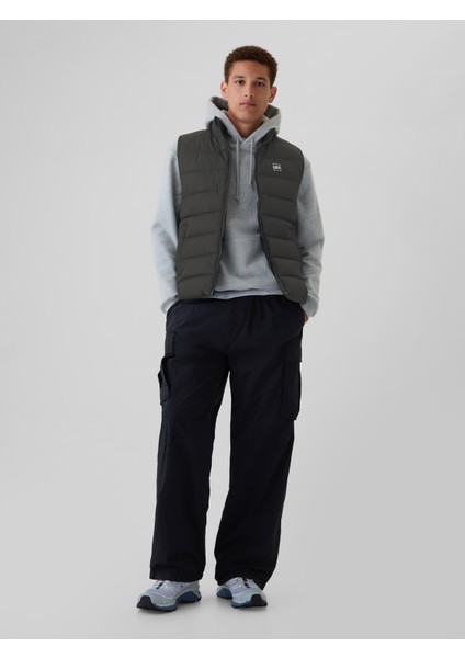 Erkek Siyah Gap Logo Coldcontrol Puffer Şişme Yelek