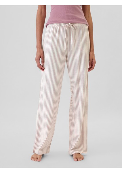 Kadın Pembe Relaxed Flannel Pijama Altı