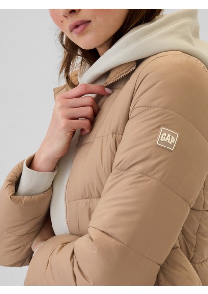 Kadın Bej Gap Logo Coldcontrol Puffer Şişme Mont