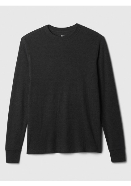 Erkek Siyah Waffle-Knit Crewneck T-Shirt fiyatları