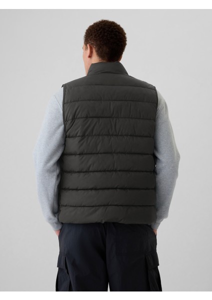 Erkek Siyah Gap Logo Coldcontrol Puffer Şişme Yelek