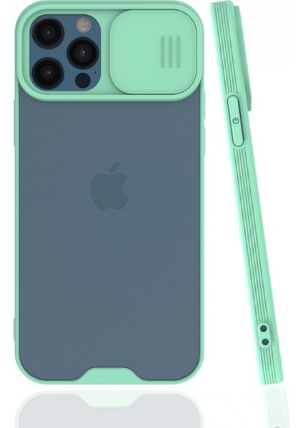 Apple iPhone 12 Pro Max Kılıf Darbelere Dayanıklı Kamera Koruma Sürgülü Platin Kapak