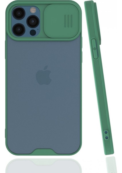 Apple iPhone 12 Pro Max Kılıf Darbelere Dayanıklı Kamera Koruma Sürgülü Platin Kapak