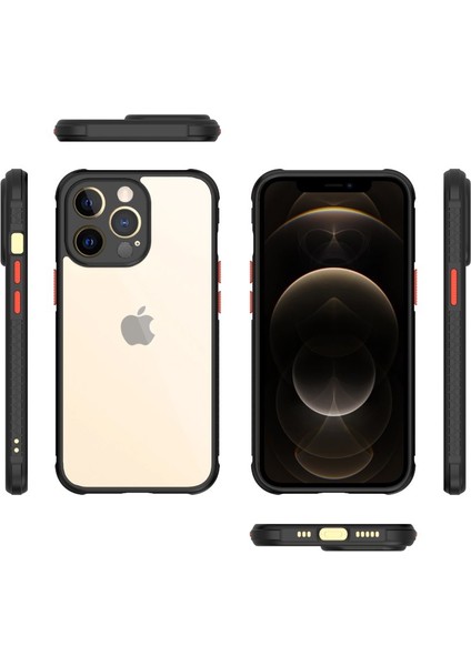 Apple iPhone 13 Pro Kılıf Köşeler Airbag Özellikli Arkası Sert P.c Kenarı Silikon Miami Kapak