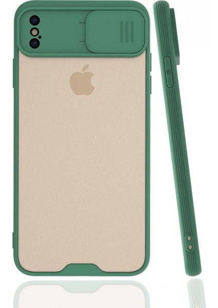 Apple iPhone Xs Max Kılıf Darbelere Dayanıklı Kamera Koruma Sürgülü Platin Kapak