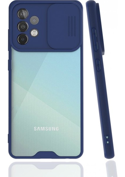 Samsung Galaxy A52 Kılıf Darbelere Dayanıklı Kamera Koruma Sürgülü Platin Kapak