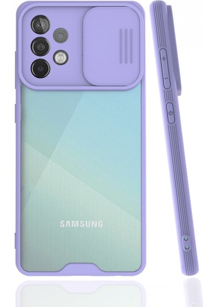 Samsung Galaxy A52 Kılıf Darbelere Dayanıklı Kamera Koruma Sürgülü Platin Kapak