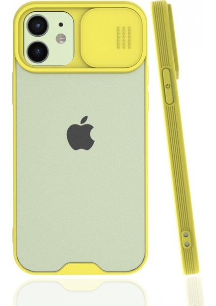 Apple iPhone 12 Xiaomi Mini Kılıf Darbelere Dayanıklı Kamera Koruma Sürgülü Platin Kapak
