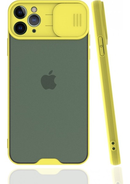 Apple iPhone 11 Pro Max Kılıf Darbelere Dayanıklı Kamera Koruma Sürgülü Platin Kapak