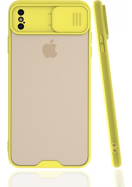 Apple iPhone Xs Max Kılıf Darbelere Dayanıklı Kamera Koruma Sürgülü Platin Kapak