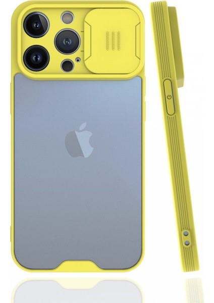 Apple iPhone 13 Pro Kılıf Darbelere Dayanıklı Kamera Koruma Sürgülü Platin Kapak