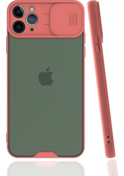 Apple iPhone 11 Pro Max Kılıf Darbelere Dayanıklı Kamera Koruma Sürgülü Platin Kapak