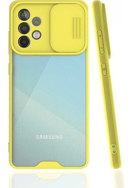 Samsung Galaxy A72 Kılıf Darbelere Dayanıklı Kamera Koruma Sürgülü Platin Kapak