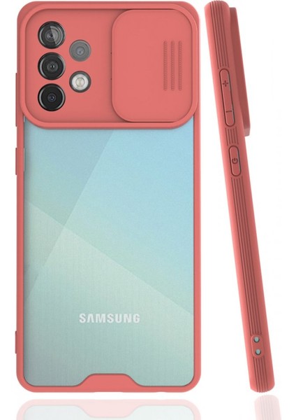 Samsung Galaxy A72 Kılıf Darbelere Dayanıklı Kamera Koruma Sürgülü Platin Kapak