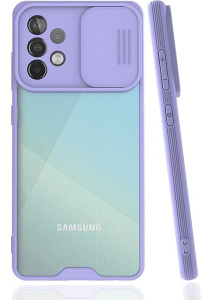 Samsung Galaxy A72 Kılıf Darbelere Dayanıklı Kamera Koruma Sürgülü Platin Kapak