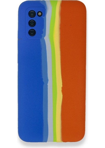 Samsung Galaxy A03S Kılıf Darbelere Dayanıklı Dışı Silikon Içi Kadife Ebruli Lansman Kapak