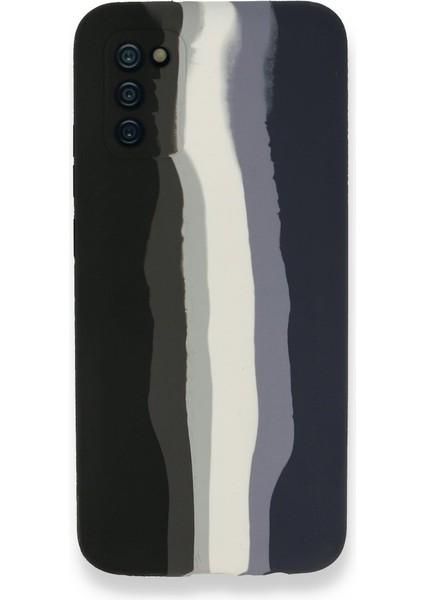 Samsung Galaxy A03S Kılıf Darbelere Dayanıklı Dışı Silikon Içi Kadife Ebruli Lansman Kapak