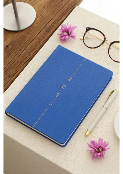 Matt Notebook 2025 Yılı A5 Keten Haftalık Ajanda 15X21 cm - 12 Aylık Mavi