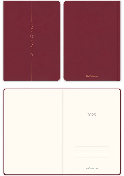 Matt Notebook 2025 Yılı A5 Keten Haftalık Ajanda 15X21 cm - 12 Aylık Bordo