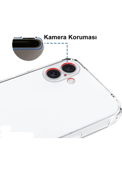 Apple iPhone 16 Plus Kapak Kamera Korumalı Tıpalı Şeffaf Silikon Kılıf