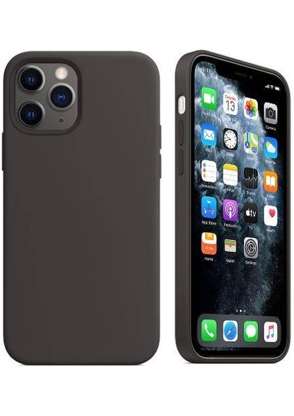 Apple iPhone 12 6.1'' İçi Kadife Silikon Kılıf Siyah