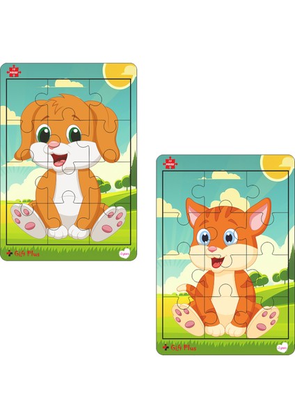 Ahşap Puzzle 6'lı Set Hayvalar Eğitici Yapboz Puzzle Set 4 (12 Parça)