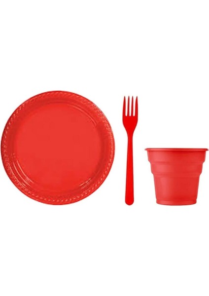 Plastik Tabak Bardak Çatal Seti 25 Li