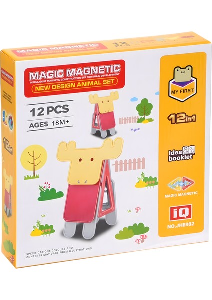 Eğitici Oyuncak | 12 Parçalı Manyetik Hayvan Tasarım Seti ( Geyik ) Magic Magnetic Animal Set