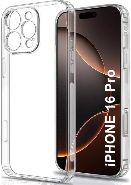 iPhone 16 Pro Kapak ile Uyumlu Kamera Korumalı Tıpalı Şeffaf Silikon Kılıf
