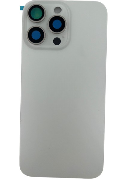 iPhone 15 Pro Max Uyumlu Kamera Camlı Batarya Kapağı + Magsafe Flex (Beyaz) NT-110204
