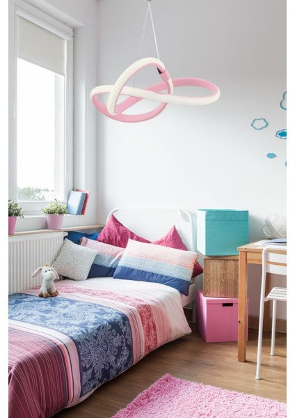 Bonna Modern Tekli Pembe Sarkıt LED Gün Işığı Power Ledli Salon Mutfak Oda Hol Ledli Avize