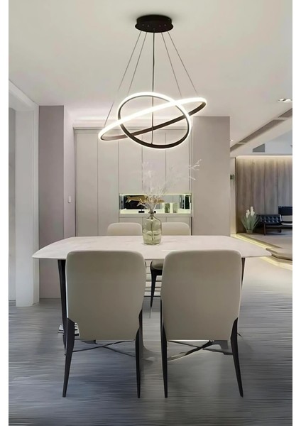 Robin 2 'li Siyah Sarkıt LED Beyaz Işık Ultra Ledli Salon Mutfak Oda Hol Ledli Avize