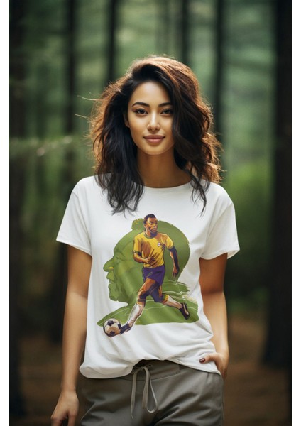 Pele Brezilya Efsanesi Fotoğraf 10 Forma Baskılı Regular Tişört T-Shirt fiyatları