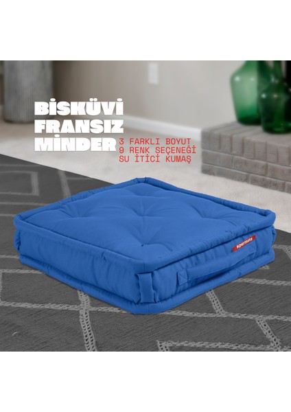 Bisküvi Minder Petek Önü Palet Üstü Minderi Fransız Minder Bank ve Bahçe Minderi 55X55X14 cm Mavi