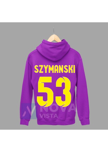 Biy Store Sebastian Szymanski Sırt Yazı Forma Baskılı Unisex Kapüşonlu Beyaz Kışlık Sweatshirt