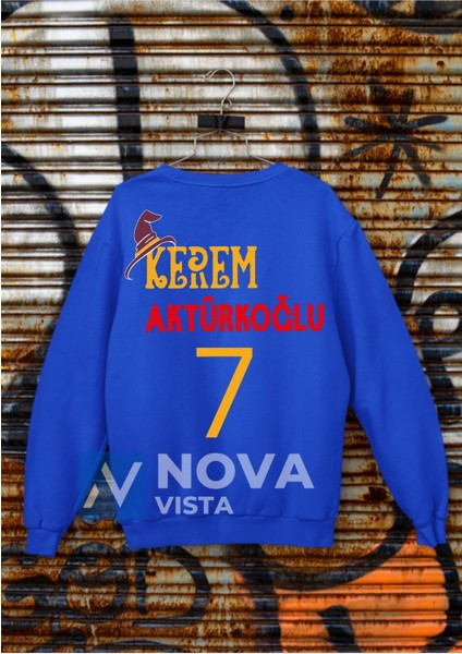 Biy Store Kerem Aktürkoglu Futbol 7 Numara Forma Baskılı Unisex Bisiklet Yaka Spor Sweatshirt