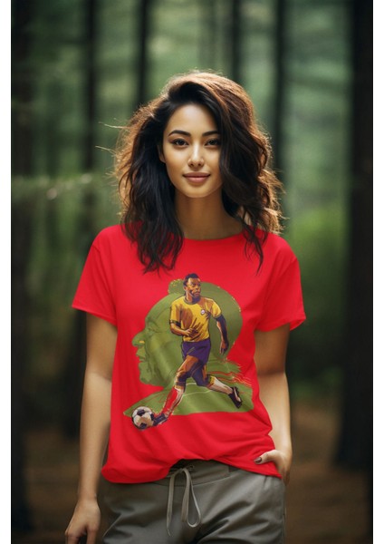 Pele Brezilya Efsanesi Fotoğraf 10 Forma Baskılı Unisex Regular Tişört T-Shirt fiyatları