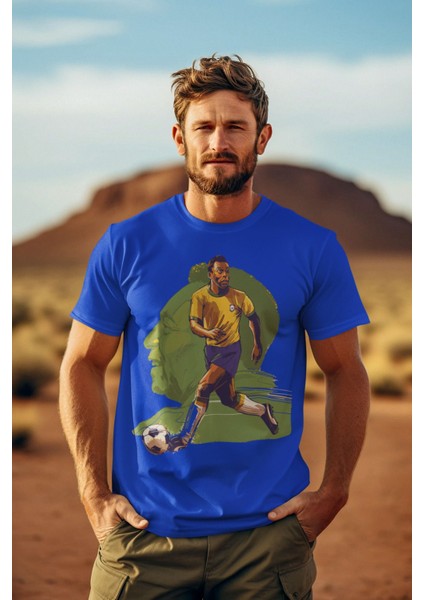 Pele Brezilya Efsanesi Fotoğraf 10 Forma Baskılı Regular Tişört T-Shirt