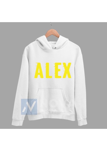 Biy Store Alex De Souza Sırt Yazı Forma Baskılı Unisex Kapüşonlu Mavi Kışlık Sweatshirt