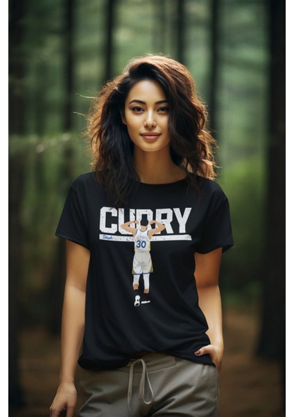 Stephen Curry Golden State Forma Basketbol Tisort Kadın Erkek T-Shirt Siyah Basic Tişört