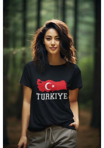 Türkiye Milli Takım Baskılı Futbol Forma Siyah Tişört Kadın Erkek T-Shirt