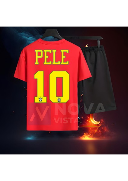 Biy Store Pele Brezilya Milli Takım Forma Futbol Kadın Erkek Unisex T-Shirt Siyah Tişört Eşofman Takımı