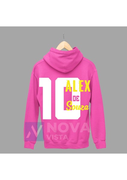 Biy Store Alex De Souza Sırt Yazı Forma Baskılı Unisex Kapüşonlu Mavi Kışlık Sweatshirt