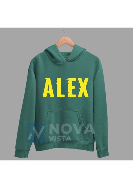 Alex De Souza Sırt Yazı Forma Baskılı Unisex Kapüşonlu Mavi Kışlık Sweatshirt fiyatları
