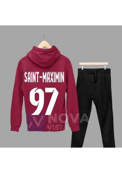 Allan Saint-Maximin Sırt Yazı Forma Baskılı Unisex Kapüşonlu Kışlık Sweatshirt Eşofman Takımı