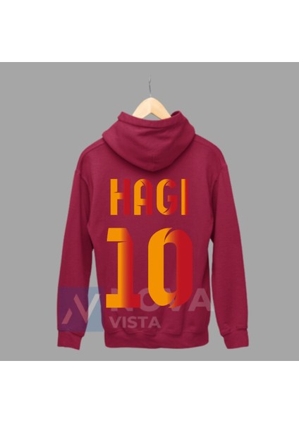 Biy Store Gheorghe Hagi 10 Numara Futbol Forma Sırt Baskılı Unisex Kapüşonlu Spor Sweatshirt