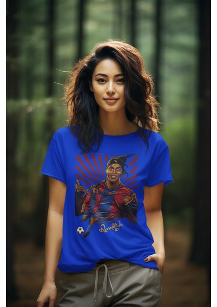 Biy Store Ronaldinho Fotograf Legend 10 Numara Forma Baskılı Unisex Regular Tişört T-Shirt