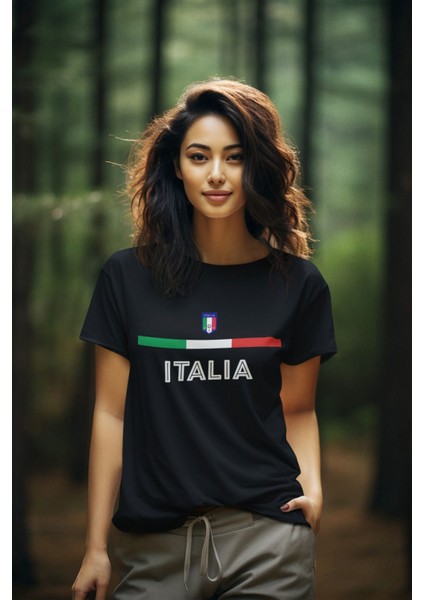 Italya Milli Takım Forma Baskılı Unisex Erkek Kadın Kısa Kollu Tişört Basic Yeşil T-Shirt fiyatları