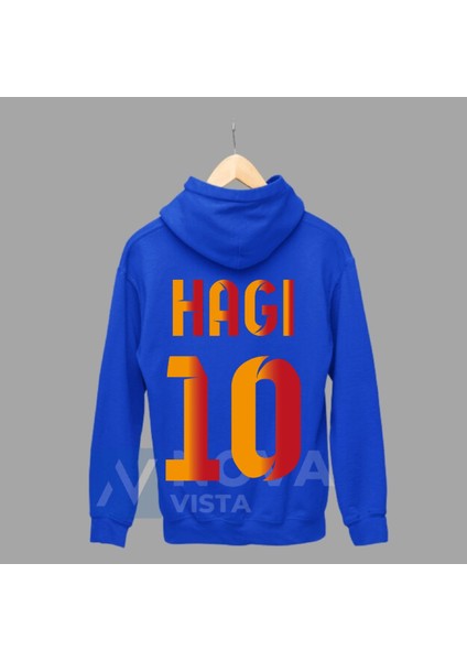 Biy Store Gheorghe Hagi 10 Numara Futbol Forma Sırt Baskılı Unisex Kapüşonlu Spor Sweatshirt